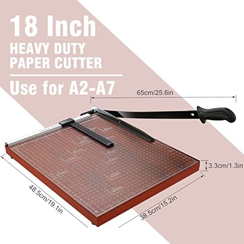 18" Guillotine Paper Cutter, 12-Sheet Precision Trimmer with Safety Lock