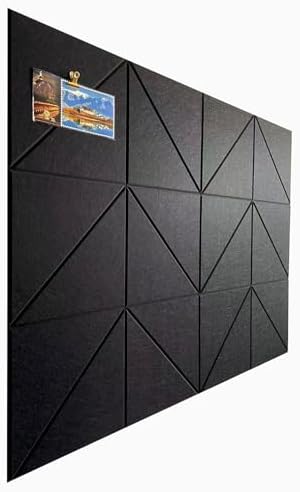 12-Pack Black Felt Wall Tiles(11.8“x11.8”Each), 47"x35" Aesthetic Bulletin Pin Board, Large Cork Board Alternative for Office, Classroom & Wall Decor