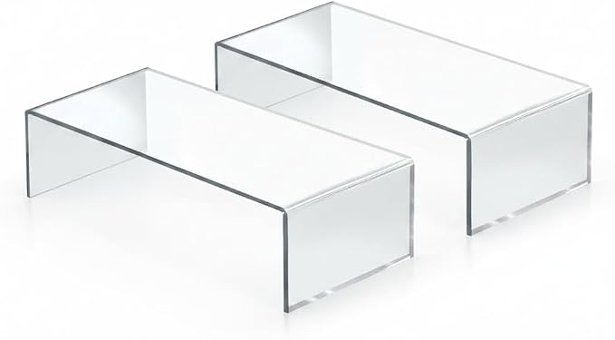 Azar Displays 515338-2PK Acrylic Laptop Stand, Computer Riser for Desk, Monitor Stand, Closet Organizer for Clothes & Shoes, Cabinet Display for Accessories and Décor 15"x7.75 x 4.5 (2-Pack)