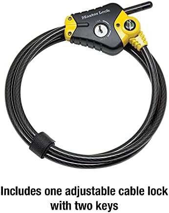 Master Lock Black and Yellow Python Cable Lock-Key, OutdoorLock for Bikes, Trail Cameras, and Other Equipment, 6 Foot Long x 3/8-Inch Diameter, 8413DPF (Pack of 6)