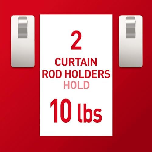 Command Medium Satin Nickel Curtain Rod Hooks, 4 Hooks, 12 Strips