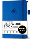 Clever Fox Password Book with Alphabetical Tabs, 5.3x7.7 Keeper Royal Blue