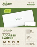 Avery® EcoFriendly Recycled Address Labels, 1" x 2-5/8", White, Permanent Label Adhesive, 3,000 Printable Labels (48460)