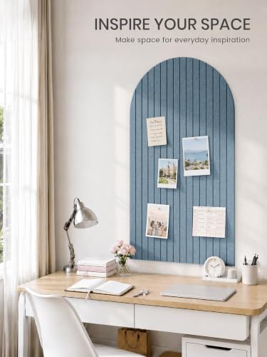 Large Arched Felt Bulletin Board 47.2''×25.5'', Dusty Blue