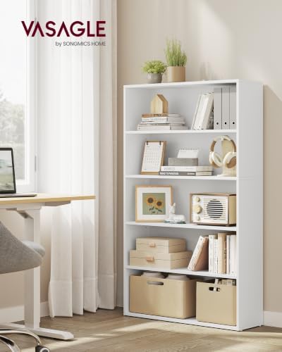 VASAGLE 5-Tier Bookshelf, Storage Organizer, 9.4 x 31.5 x 52.5 Inches