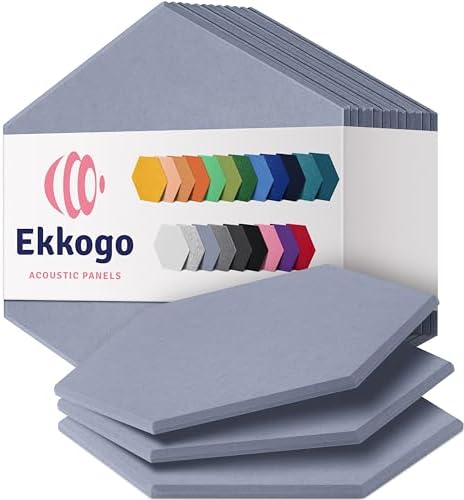 Acoustic Soundproof Wall Panels 12-Pack - 12"X10.4"X0.4" High Density Sound Dampening - [Dusky Gray Hexagon]