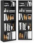 Furinno Jaya 5-Tier Book Shelf Set of 2, Adjustable Shelf, Black