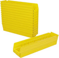 Akro-Mils 30128 Heavy Duty Plastic Shelf Bins, 18"x 4"x 4", Yellow, 12-Pack