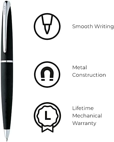 Cross ATX Basalt Black Ballpoint Pen, Medium Point, Black Ink