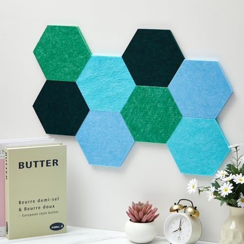6.7 x 5.9 in 16 Pcs Hexagon Cork Board Tiles, Felt Pin Boards, Turquoise