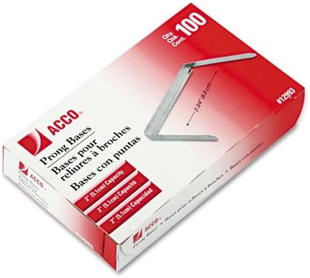 ACCO - Prong Paper File Fasteners, Two Inch Base, Steel, 100/Box 12993 (DMi BX