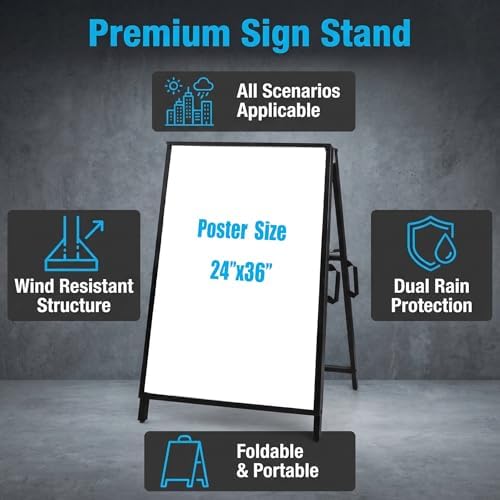 A Frame Sidewalk Sign 24x36 inches Sandwich Board Signs Outdoor Heavy Duty Double-Sided,including 2 Corrugated Boards 2 Anti-Glare for Business Indoor Outdoor (1 PACK)