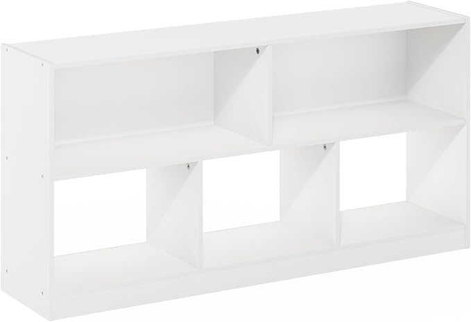 Furinno DALY Book Shelf, 5-Cube Bookshelf, Horizontal Cube Storage Organizer Bookcase, 10.9 x 47.2 x 23.6, for Living Room, Bedroom, Home Office, White