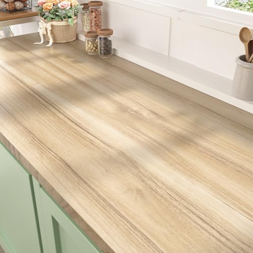 WESTICK Light Wood Grain Contact Paper Peel and Stick Countertops Waterproof Wood Wallpaper for Kitchen Cabinets Self Adhesive Wooden Vinyl Wrap for Countertop Covers Table Desk 24" x 394"
