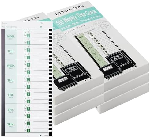 600 E8 Weekly Thermal Time Cards, Compatible with Lathem 2100HD & 800P