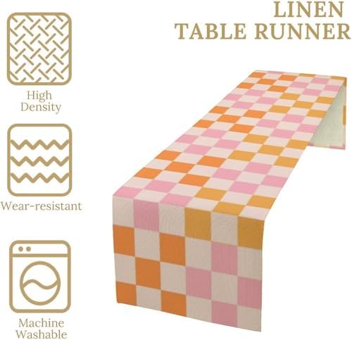 Retro 70s Floral Table Runner Spring Groovy Flower Dinner Runner for Home Kitchen Dining Table Decoration 13x60 Inch