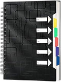 CAGIE 5 Subject Notebook for Work, Spiral, with Dividers, 5x7, Black
