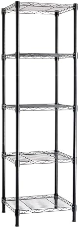 Amazon Basics 5-Shelf Tower Adjustable Storage Shelving Unit for Garage, Rust-Resistant Steel, 150 lbs Per Shelf, 16"W x 16"D x 54"H, Black