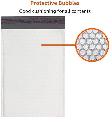 Amazon Basics Poly Bubble Mailer, 8.5" x 12" (Internal Size 8.25" x 11"), Self-Seal, 100-Pack, White/Grey