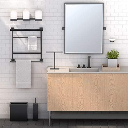 Gatco Small Bathroom Trash Can with Lid, Rectangle 3 Gallon Stainless Steel Wastebasket, Under Sink, Matte Black, for Bathroom, Bedroom, Office (1918)