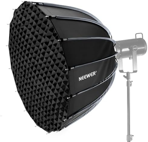 NEEWER BASICS Parabolic Softbox Bowens Mount, 35.4" Quick Release Soft Box Light Diffuser/Grid/Bag Compatible with Godox Compatible with Aputure 600d Studio Photography Video Recording Lighting, NS38P