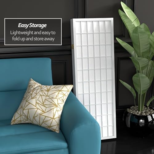 4 ft. Short Window Pane Shoji Screen - White - 5 Panels