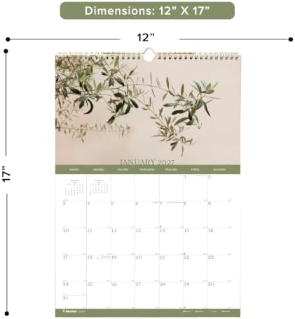 Blueline® 2027 Colorful Monthly Wall Calendar, 12 Months, January to December, Gold Twin-Wire Binding, 12" x 17", Minimalist (C173121)