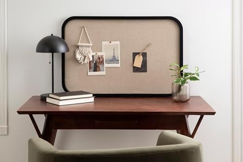 Kate and Laurel Hutton Transitional Wall Pinboard, 20 x 30, Black, Modern Rounded Rectangle Wall Organizer for Use as Cork Board, Vision Board, or Bulletin Board