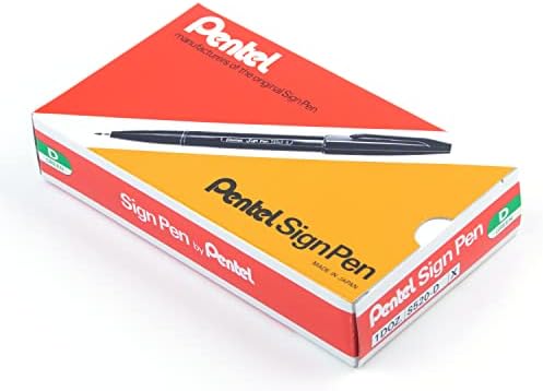 Pentel Sign Pen Fiber-Tipped Pen, Green Ink, Box of 12 (S520-D)