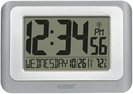 La Crosse Technology 513-88907-INT Digital Atomic Clock with Temperature - Cool Gray/Silver