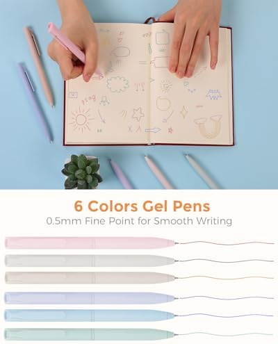 SKYDUE Cute School Supplies 44 PCS, Aesthetic Pencil Case with 12 Pastel Highlighters, 5 Black Gel Pens, 6 Color Gel Pens & Mechanical Pencils, College Essentials Students Stationary Set Purple
