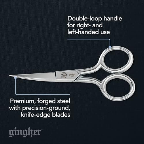 Gingher 4" Curved Embroidery & Applique Scissors for Crafting & Sewing