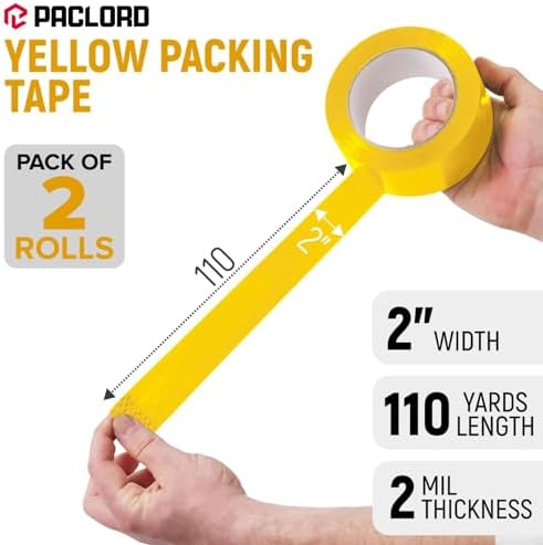 2" x 110 Yards Yellow Packing Tape, 2 Rolls