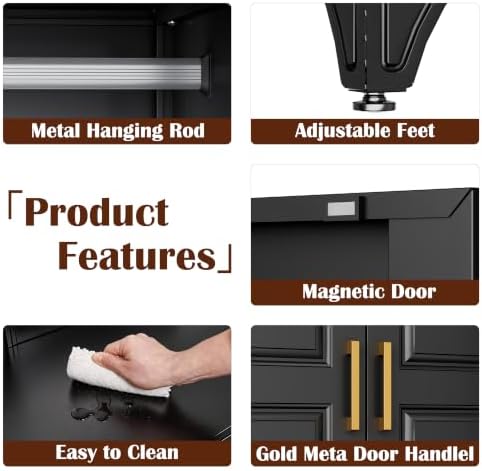 SteeLoong 86" Metal Wardrobe Cabinet,Armoire Wardrobe Closet with 3 Drawers