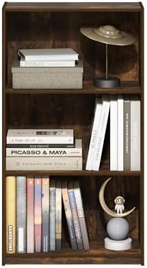Furinno Basic 3-Tier Book Shelf with Open Shelves, Amber Pine