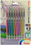 Pentel Arts Slicci Metallic 0.8 mm Needle Tip Gel Pen, Assorted Colors, 8 Pack (BG208BP8M)