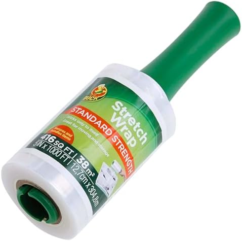 Duck Brand Stretch Wrap Roll, Clear Plastic Wrap for Moving, 5 in x 1000 ft, 1 Pack, White (285849)