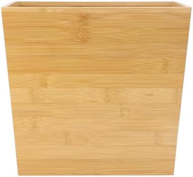 Elama 10.5 x 5.75 Inch Rectangle Bamboo Waste Basket, Bathroom Trash, Personal Trash Bin, Small Waste Bin