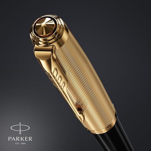 Parker 51 Ballpoint Pen, Black Barrel with Gold Trim, Medium Point, Includes Black Ink and Premium Gift Box