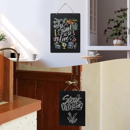 SELEAD Chalkboard Words Sign with Wooden Stand and Rope - 2 Pack 12x16 Inch