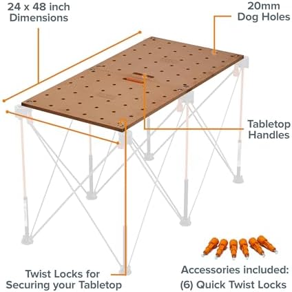 Bora Centipede Table Top Workbench Top 20mm Dog Holes MFT Work Bench Table