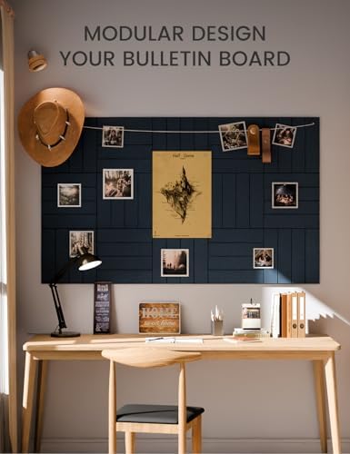 Fluxynara Felt Bulletin Board & Cork Board Alternative, Carbon Blue