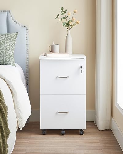 VASAGLE 2-Drawer File Cabinet, Small Rolling, Locking, Printer Stand