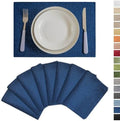 Demetex Navy Blue Place Mats Set of 8 Modern Wipeable Placemats Heat Resistant Table Mats for Holiday Picnic Dinner, 13x19 inch, Navy Blue
