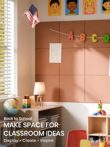 Bumusty 48"x 36" Large Felt Bulletin Board Tiles, Terracotta