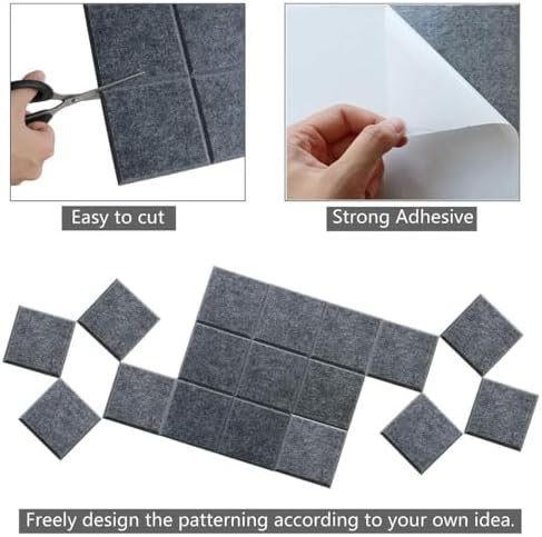 Large Cork Board Felt Board Tiles for Walls with 60 Push Pins, 11.8"x11.8" Pack of 12 Pin Board Notice Boards for Home Office Kitchen, Bulletin Board Wall Tiles for Photos Memos