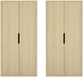 Manhattan Comfort Rivington Bookshelf 79 in Tall 5-Tier Bookcase, Modern Soft Close Storage Cabinet, Handle-Free, Round Corner Design for Living Room, Bedroom, or Home Office, Set of 2 in Natural Oak