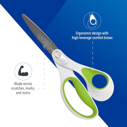 Westcott 8-Inch CarboTitanium Heavy Duty Straight Fabric Scissors - Ideal for Fabric, Sewing, and Craft Projects
