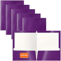 Better Office Products 2 Pocket Glossy Laminated Purple Paper Folders, Letter Size, Purple Paper Portfolios, Box of 25