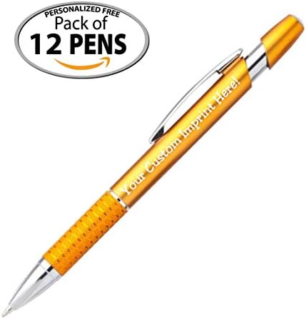 Express Pencils Personalized Ballpoint Pens Click action Custom Black writing ink - The Sleeker - Full color Printed Name Pens with Your Logo/Text/Message FREE PERSONALIZATION - 12 Qty (Assorted)